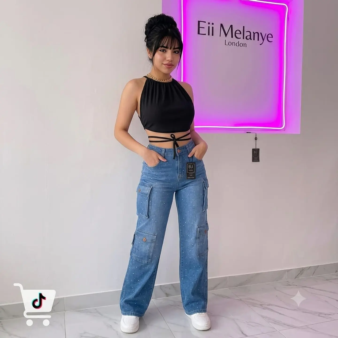 Pantalon Cargo Con Brillos 5
