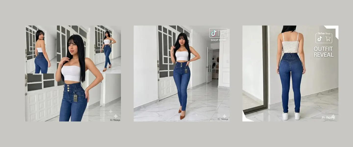 Jeans colombianos Eii Melanye tiro alto levanta pompas