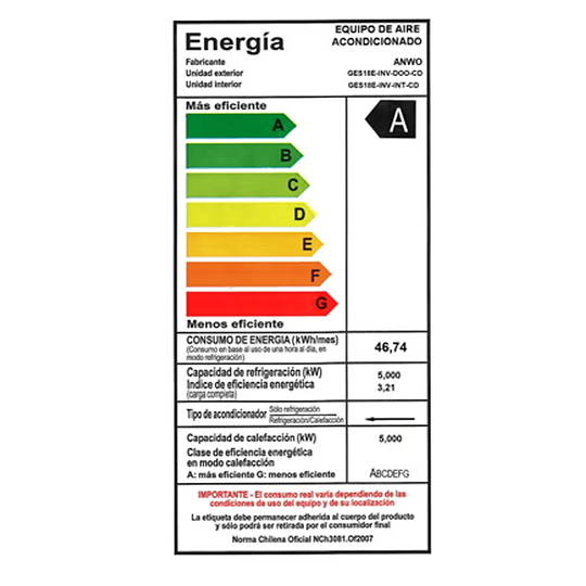 Split Muro Anwo inverter 18000 BTU Cool Design wifi 