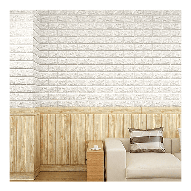Pack 10 Lamina Papel Mural Pared 3d Ladrillo Blanco