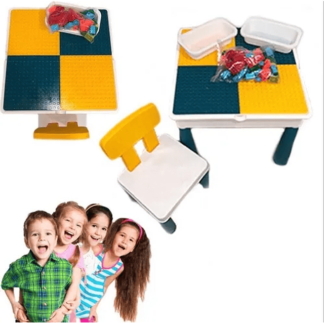 Mesa Lego Juego Niños + Silla + 56 Legos 
