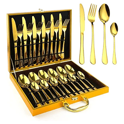 Set 24 Pcs Cuchillería Cubiertos De Lujo Maleta