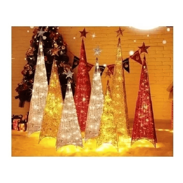 Arbol Piramide Iluminada Luz Led Metal 180 Cm Navidad Pascua