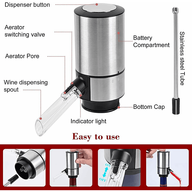 Aireador Eléctrico De Vino Dispensador Automático