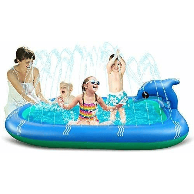 Piscina Inflable 170x110x45cm Dino Delfin Lanza Chorro Agua