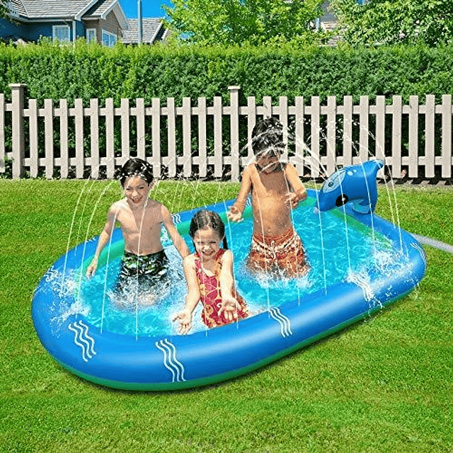 Piscina Inflable 170x110x45cm Dino Delfin Lanza Chorro Agua