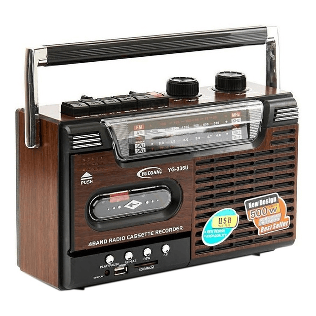 Radio Cassette Vintage Am/fm Mp3 Sd Usb 220v O Pilas Retro