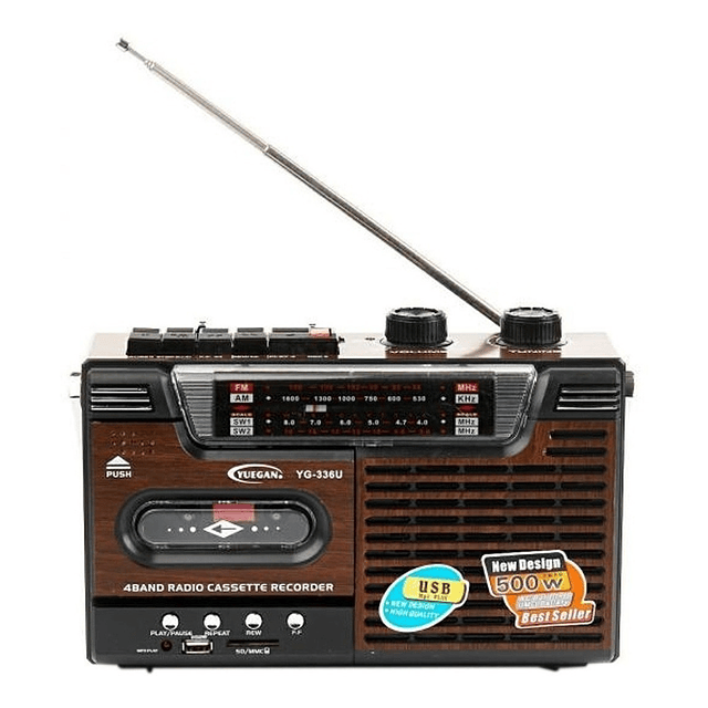 Radio Cassette Vintage Am/fm Mp3 Sd Usb 220v O Pilas Retro