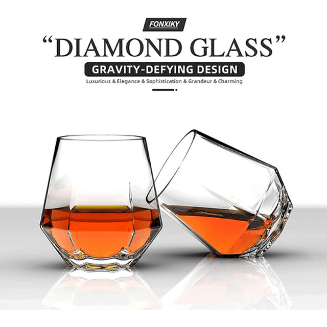 Set 6 Vasos Estilo Nordico Diamante Whiskey Cognac Ron