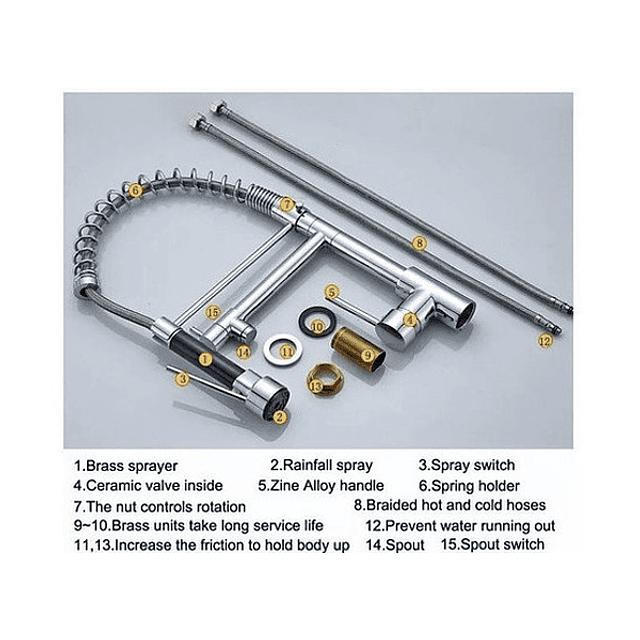 Llave Lavaplatos Monomando Cocina Extensible Grifo Doble