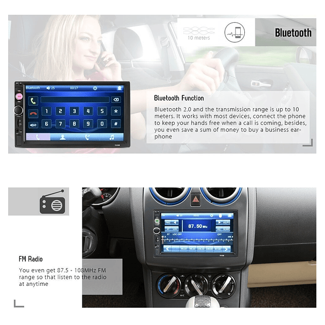 Radio Auto 7 Touch Video Mp5 + Camara Retroceso