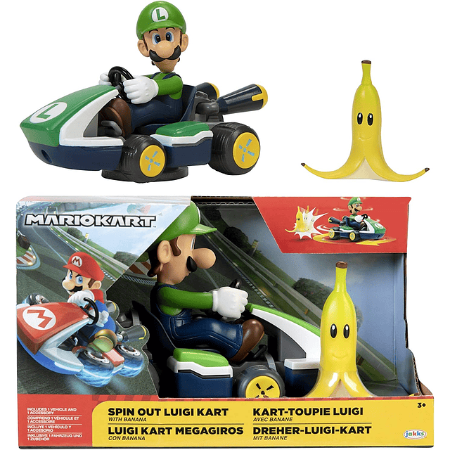 Carrito Juguete Mario Kart 360 Spin Out Luigi Kart