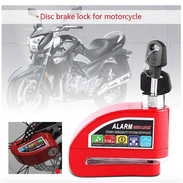 Candado Freno Disco Moto Bici Alarma Bloqueo Antirrobo Alarm