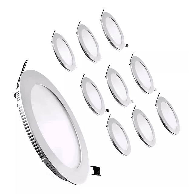 Pack 10 Focos Panel Led 3w Embutido Redondo Luz Calida