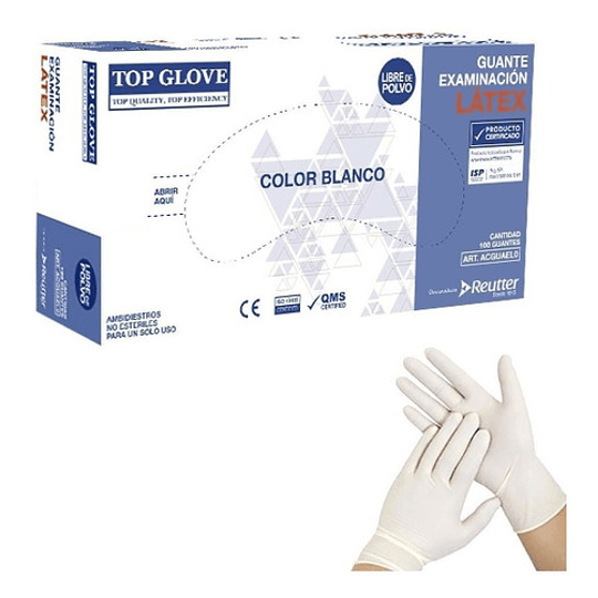 Guante Examinacion Latex - Caja x 100 - Top Glove