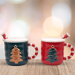Pack Dúo Navideño – Tazones con Tapa y Cuchara