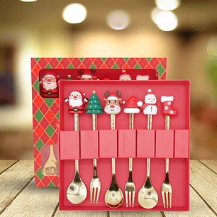Cubiertos Navideños 2 Opciones a Escoger (6 Piezas cada opción)