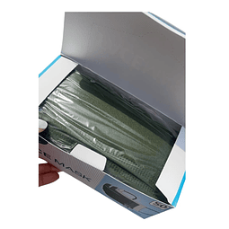 Caja Mascarilla Verde Musgo Militar 50 Und. 3 Pliegues Desechable