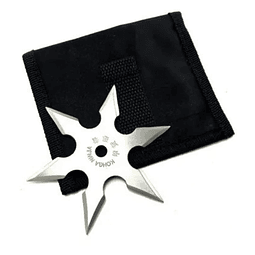 Shuriken 6 Puntas Black Ninja Con Funda Steel 10 Centimetros