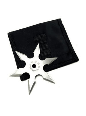 Shuriken 6 Puntas Black Ninja Con Funda Steel 10 Centimetros