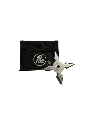 Shuriken 4 Puntas Black Ninja Con Funda Steel 10 Centimetros﻿