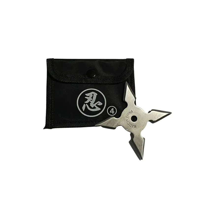 Shuriken 4 Puntas Black Ninja Con Funda Steel 10 Centimetros﻿ 1
