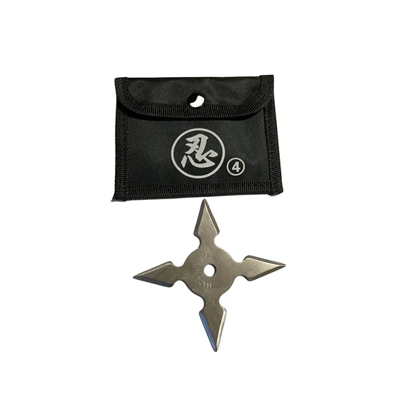 Shuriken 4 Puntas Black Ninja Con Funda Steel 10 Centimetros﻿ 3