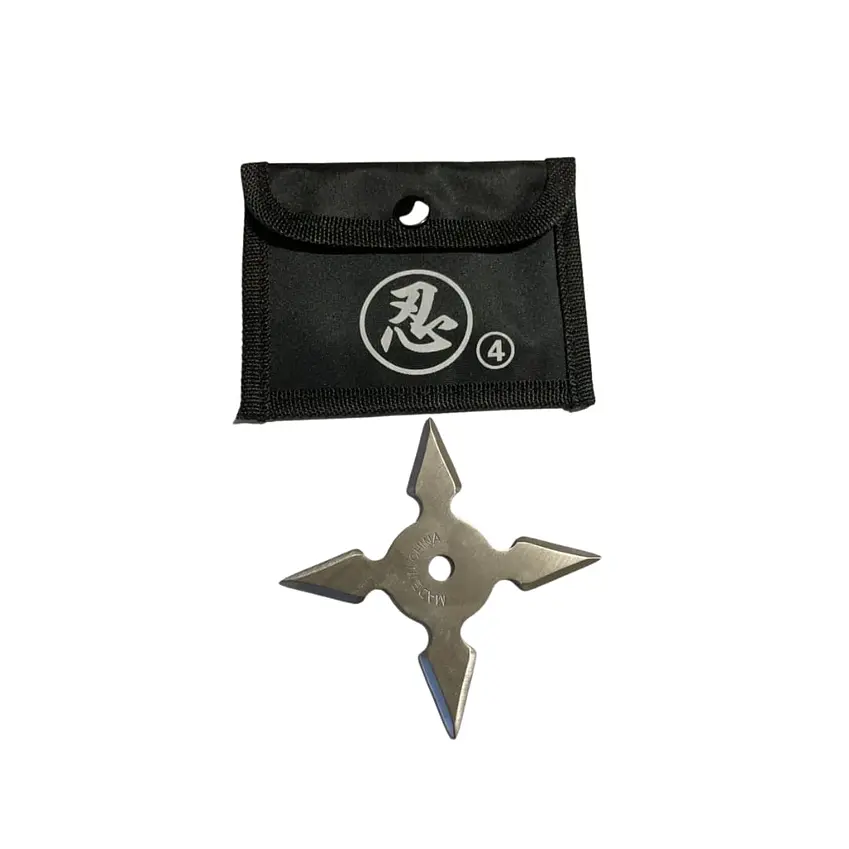 Shuriken 4 Puntas Black Ninja Con Funda Steel 10 Centimetros﻿ 3