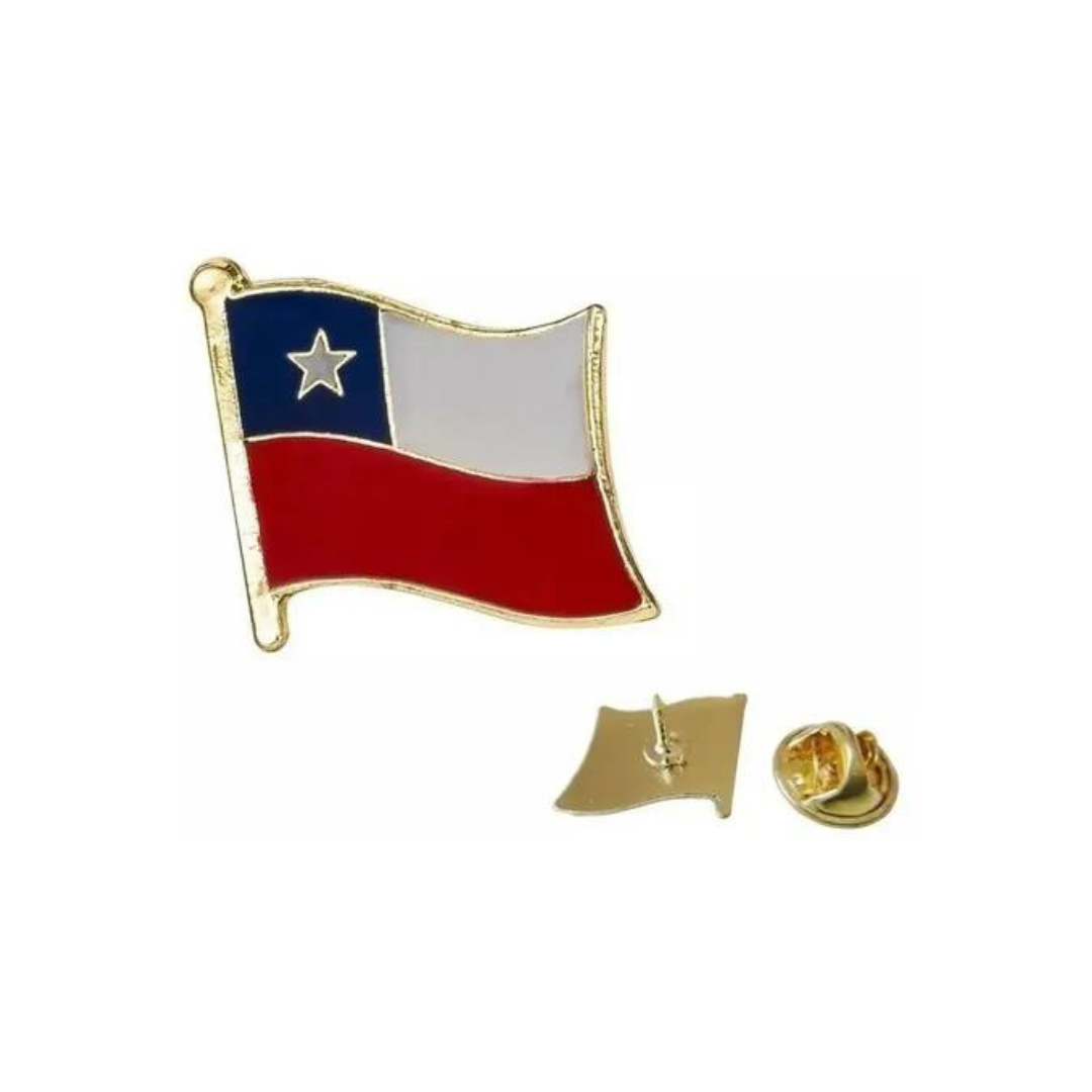 Piocha Pin Bandera Chilena Metálica Botón Chile