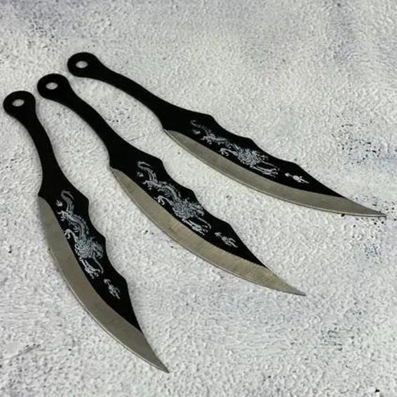 Juego 3 Dagas Cuchillo Tácticos - Trucos Con Funda 2