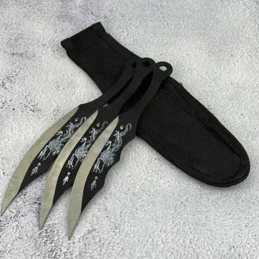 Juego 3 Dagas Cuchillo Tácticos - Trucos Con Funda 5