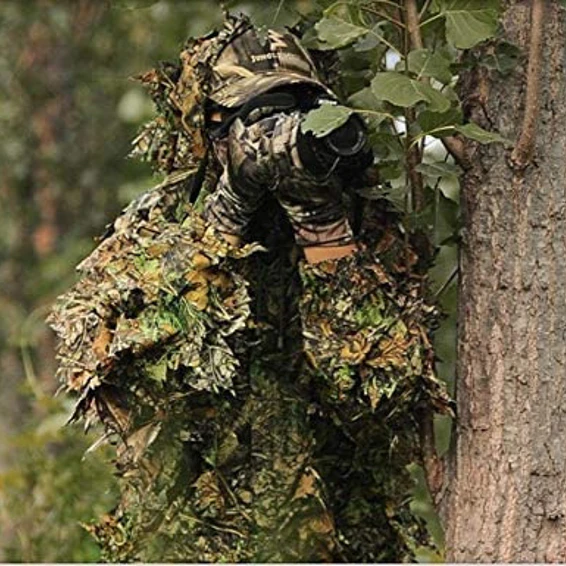 Traje Camuflaje Ghillie 3D Hojas Woodland Camuflaje Airsoft 5