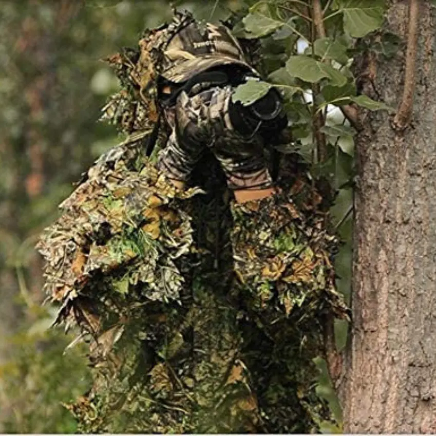 Traje Camuflaje Ghillie 3D Hojas Woodland Camuflaje Airsoft 5
