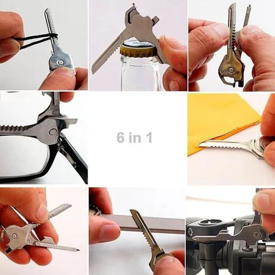 LLAVE MULTIFUNCIONAL TIPO LLAVERO TÁCTICO BOLSILLO 6 EN 1 5