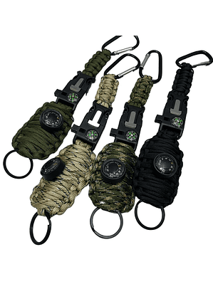 Paracord Kit De Pesca Con Mosquetón Brújula Silbato Pedernal