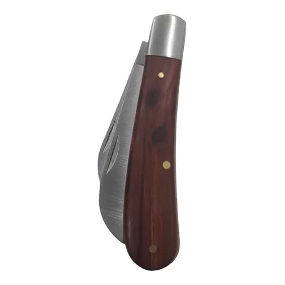 Cuchillo 2 En Uno Corvo + Recto Cortapluma Navaja Madera 2