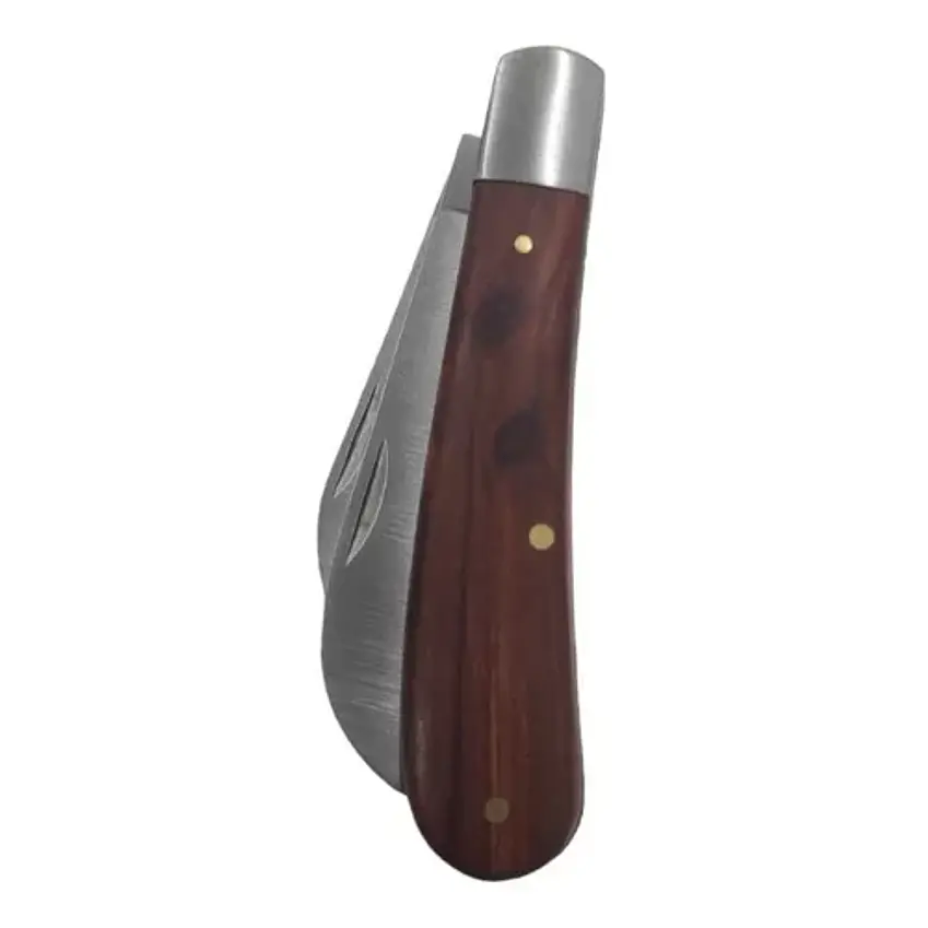 Cuchillo 2 En Uno Corvo + Recto Cortapluma Navaja Madera 2