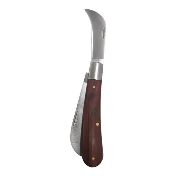 Cuchillo 2 En Uno Corvo + Recto Cortapluma Navaja Madera 3
