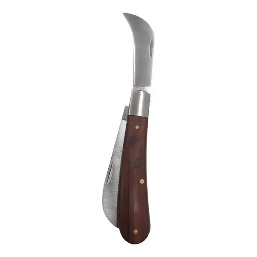 Cuchillo 2 En Uno Corvo + Recto Cortapluma Navaja Madera 3
