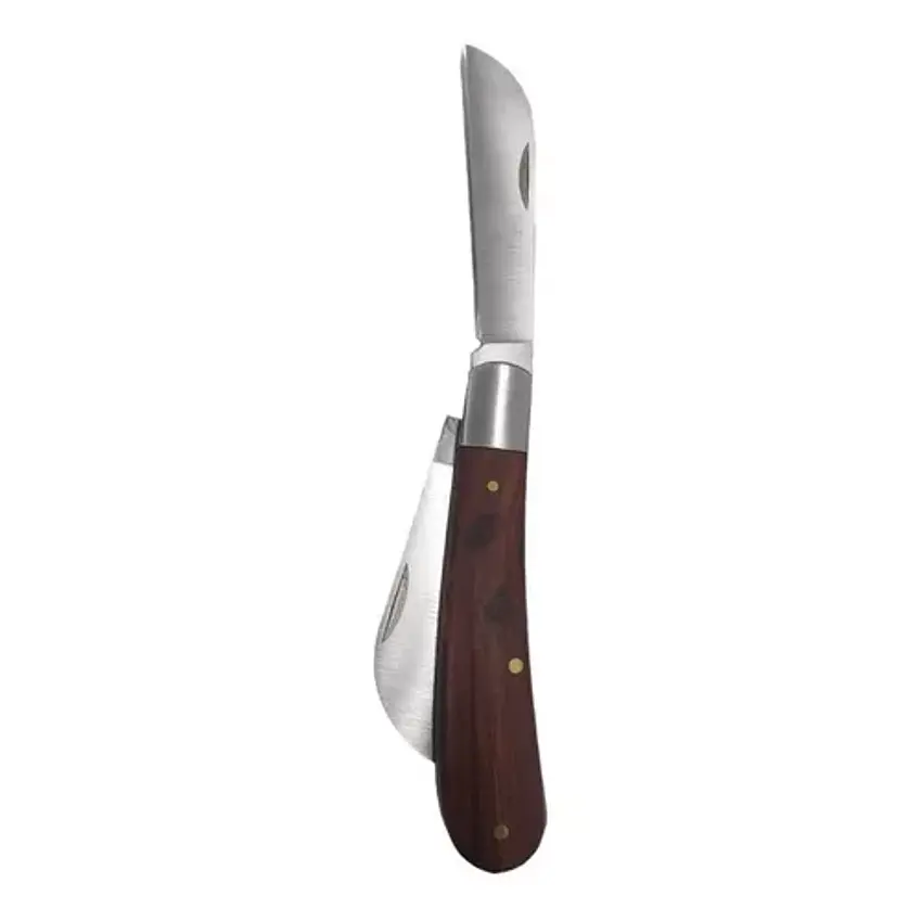 Cuchillo 2 En Uno Corvo + Recto Cortapluma Navaja Madera 1