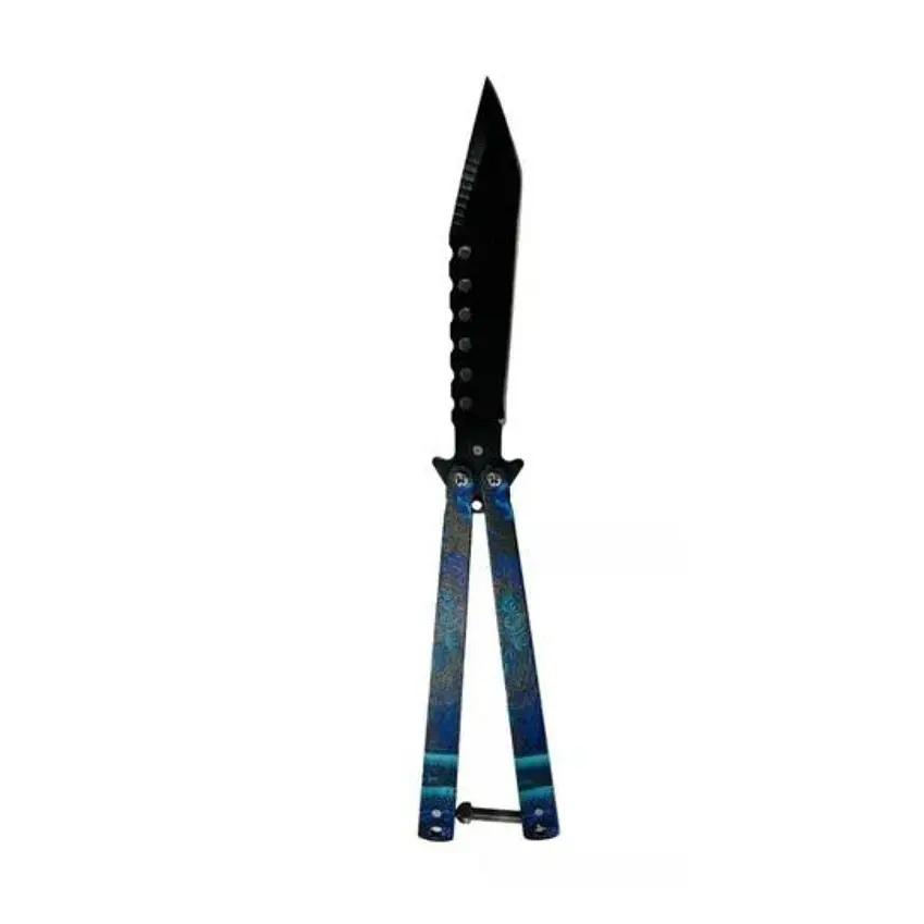 Cuchillo Navaja Mariposa De Supervivencia Con Filo Calavera  1