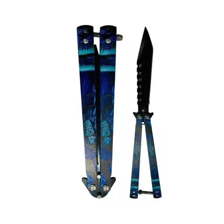 Cuchillo Navaja Mariposa De Supervivencia Con Filo Calavera  2