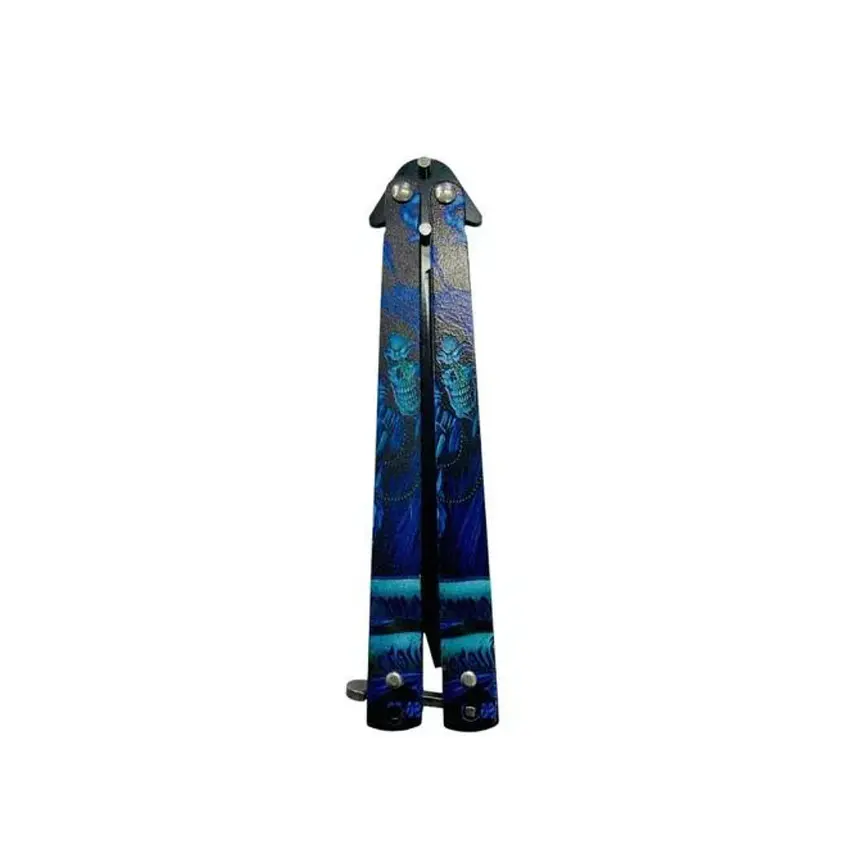 Cuchillo Navaja Mariposa De Supervivencia Con Filo Calavera  3