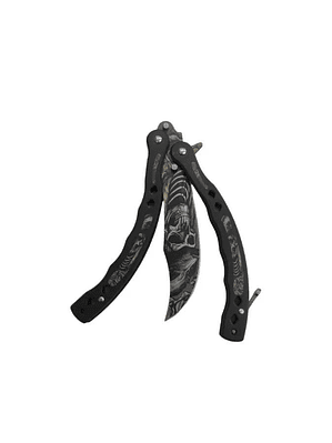  Navaja Mariposa Táctica Calavera Con Filo Supervivencia 