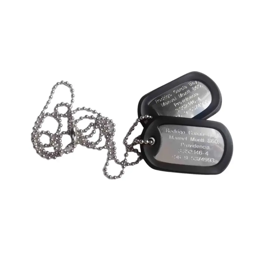 Placa Identificación Militar Plateada PIM + SILENCIADOR  1