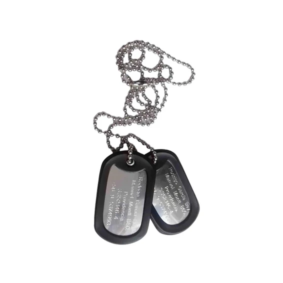 Placa Identificación Militar Plateada PIM + SILENCIADOR  2