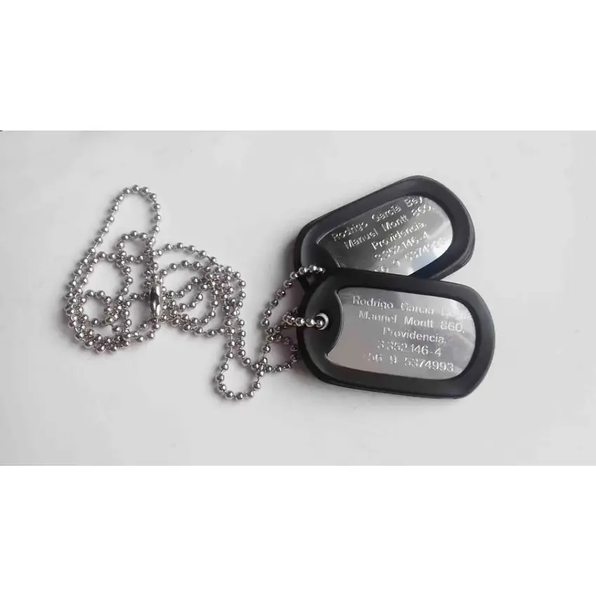 Placa Identificación Militar Plateada PIM + SILENCIADOR  3