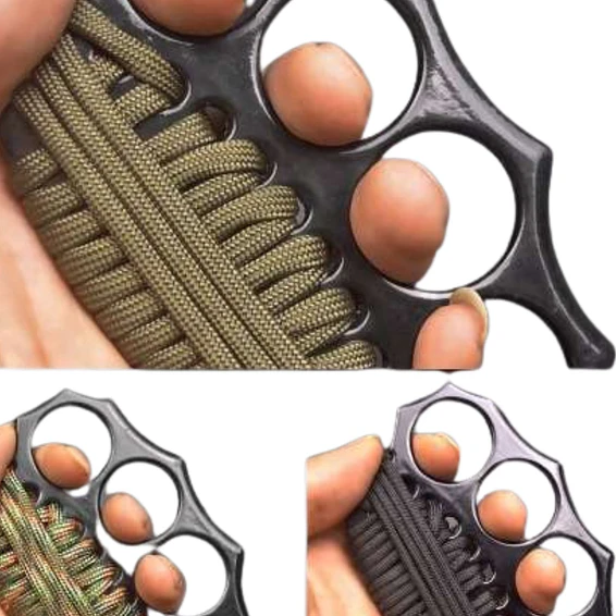 Manopla Acero Defensa Persona + Cuerda Paracord 9
