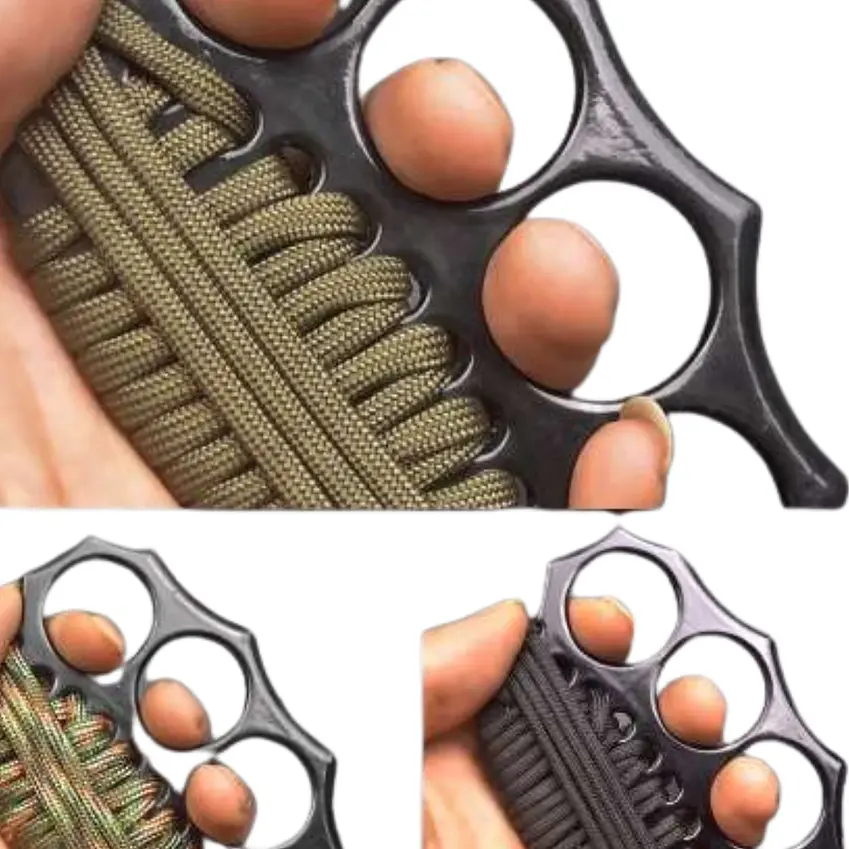 Manopla Acero Defensa Persona + Cuerda Paracord 9