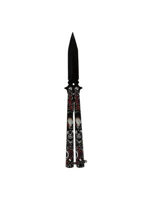 CUCHILLO NAVAJA MARIPOSA SUPERVIVENCIA FILO CALAVERA ROJO